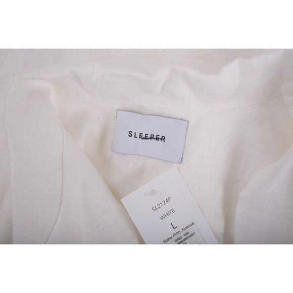 Sleeper Classic Rumba White Linen Blouse with Ruffled Cuffs NWT - Picture 5 of 5